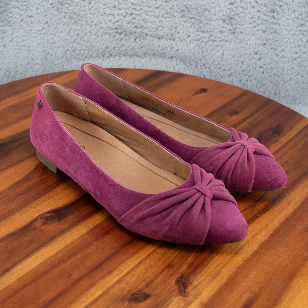 Vionic Gem Gramercy Ballet Point Toe Flat Shoes Womens Size 7 Merlot Suede